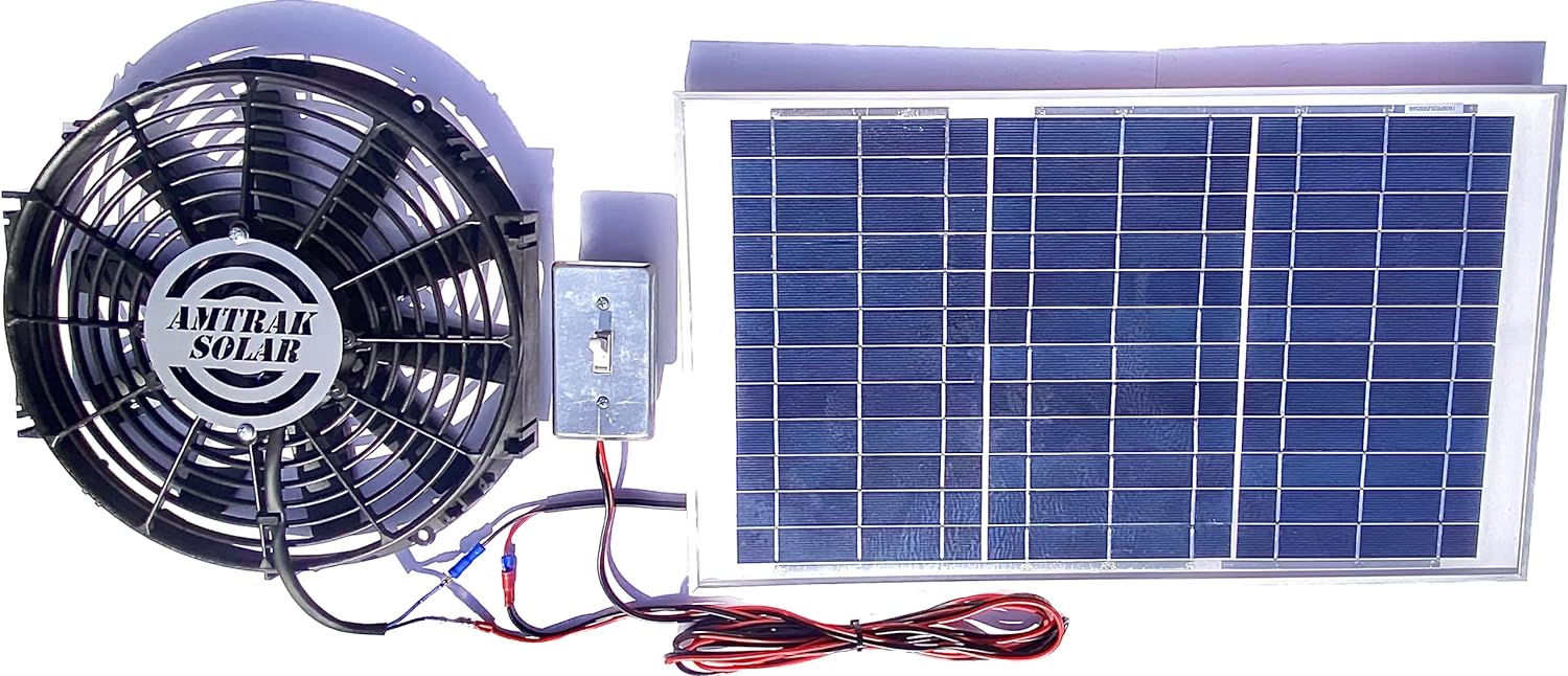 Amtrak Solar 50-Watt Solar Fan with On/Off Switch, Powerful Solar Attic Fan Quietly Cools improves Ventilation & Exhaust your House