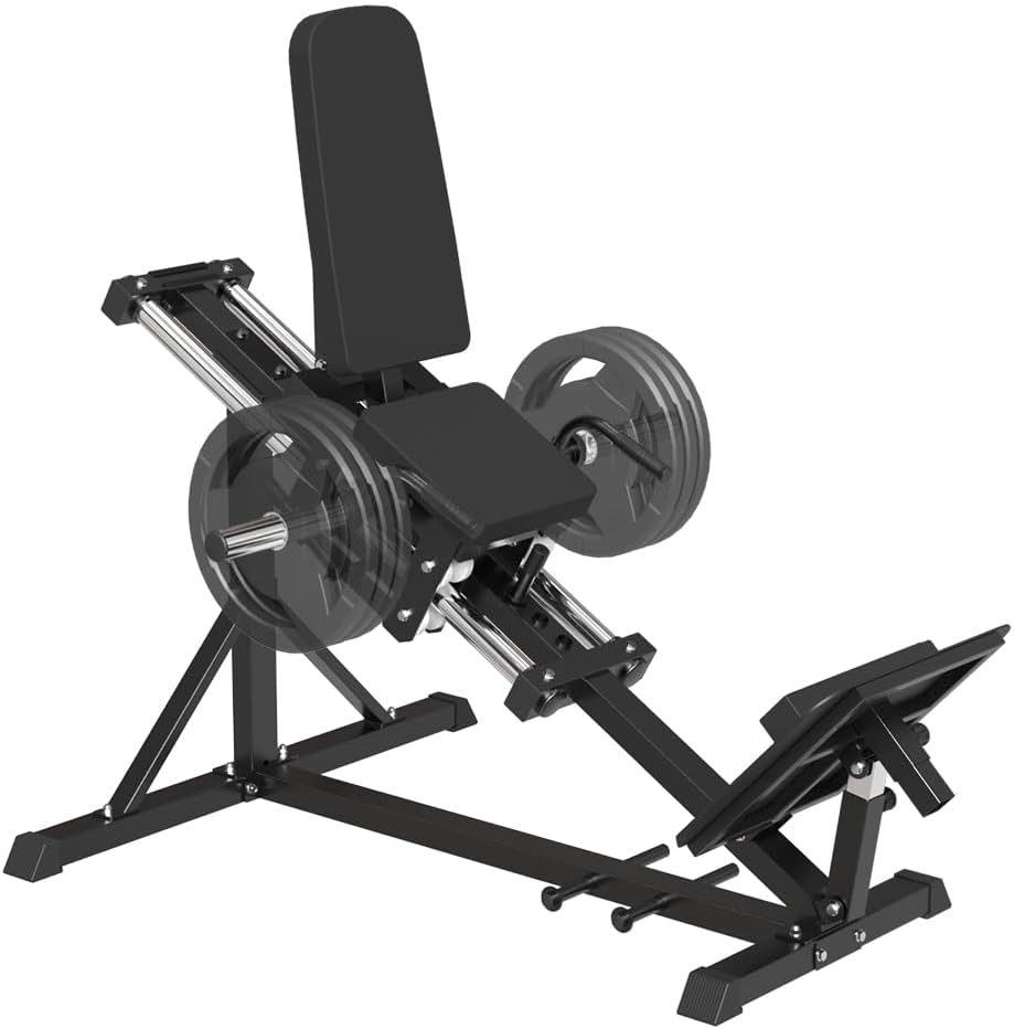 SPART Compact Leg Sled Machine with Calf Block, Plate-Loaded Compact Leg Press Machine with Band Pegs, 1000LBS Weight Capacity