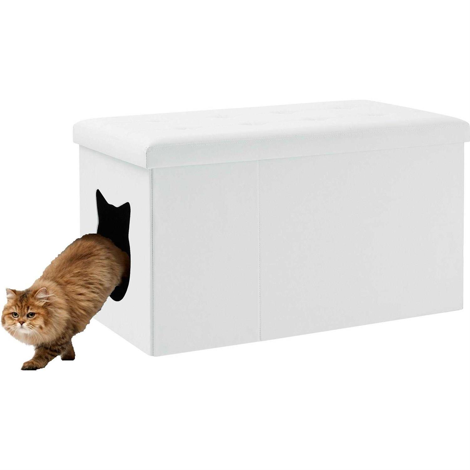 Sweet Barks Designer Cat Litter Box Enclosure Hidden Washroom Bench Ottoman - Pet Supplies online store