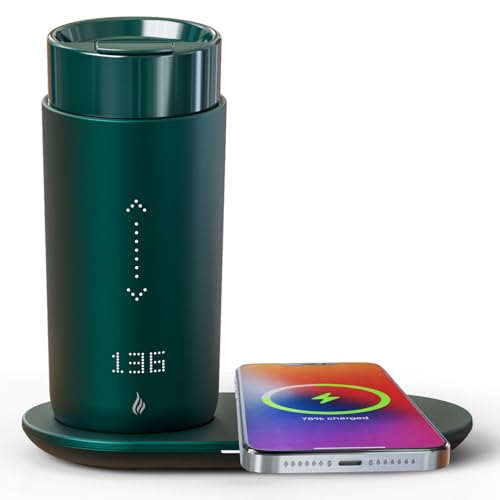 OTKAX Temperature Control Heated Coffee Mug Smart Self Heating Travel Mug 12 Oz App Controlled Warmer Mug 5 Hour LED Display Keep Coffee Hot All Day