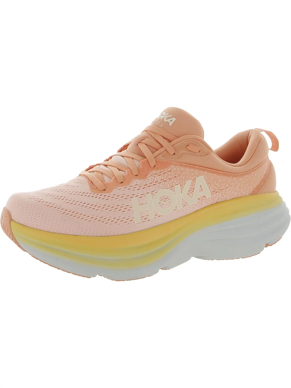 HOKA ONE Bondi 8 Womens Running Shoes - Shell Coral Peach Parfait - 10