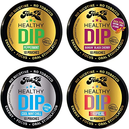 NEW Teaza Herbal Energy Pouch Mixed (4 pack) Peppermint-Tropical-Cool Mint Chill-Banging Black Cherry - Kansas Nuitrition - HNZSDS