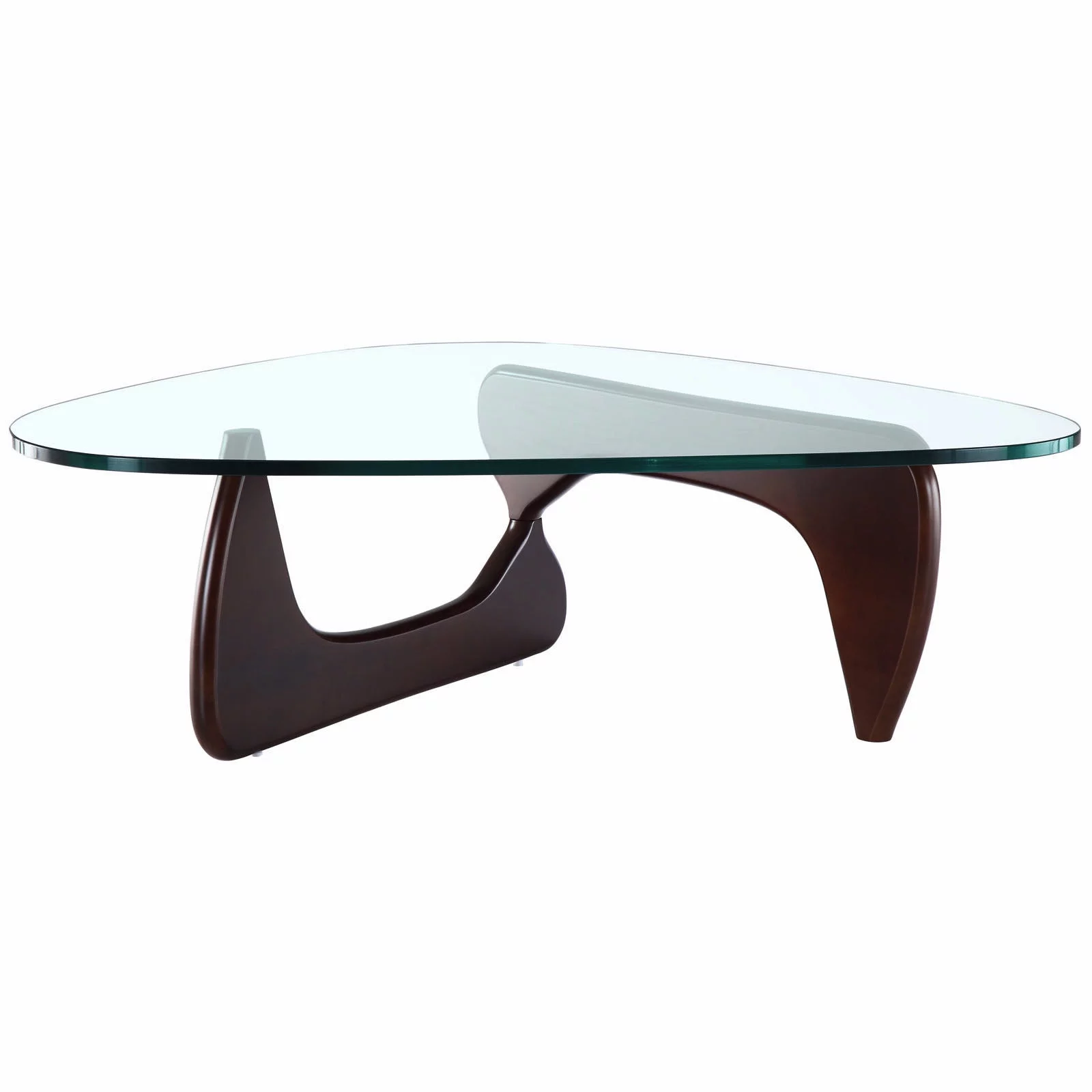 Modern Triangle Glass Top Coffee Table - Dark Walnut