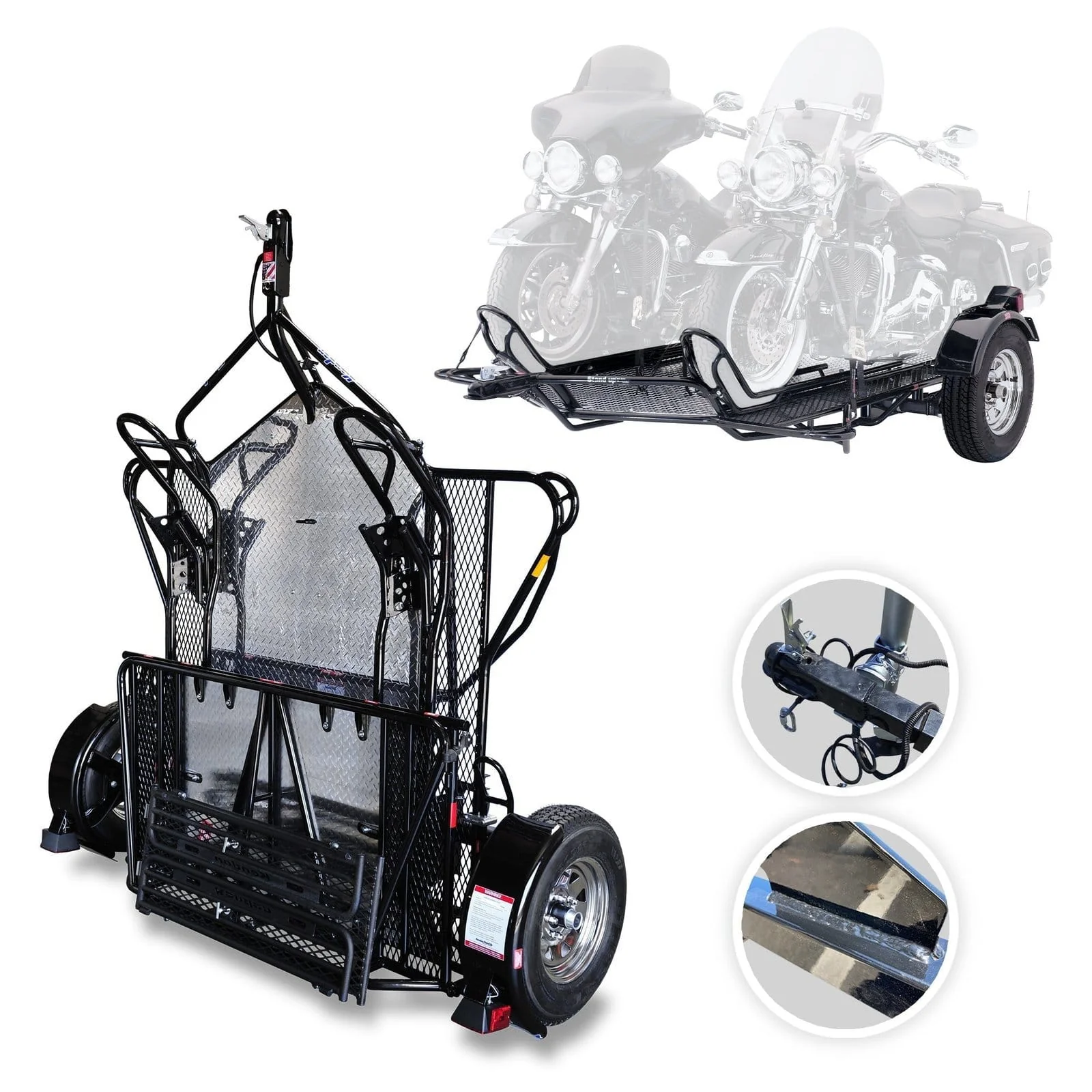 Go Series Ride-Up Folding Motorcycle Trailer - Dual Rail Steel Utility Trailer