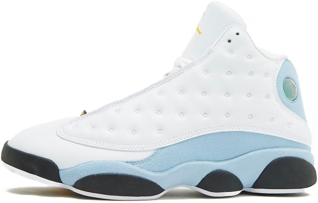 NIKE Air Jordan 13 Retro Blue Grey Men' Shoes (414571-170, White/Blue Grey/Black/Yellow Ochre) Size 9