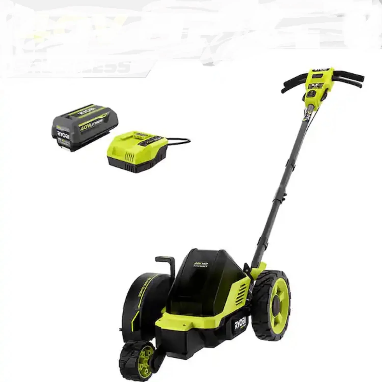 RYOBI 40V HP Brushless 9 in. Cordless Edger with 4.0 Ah Battery and Charger RY40760, GREEN - Radiant Selections