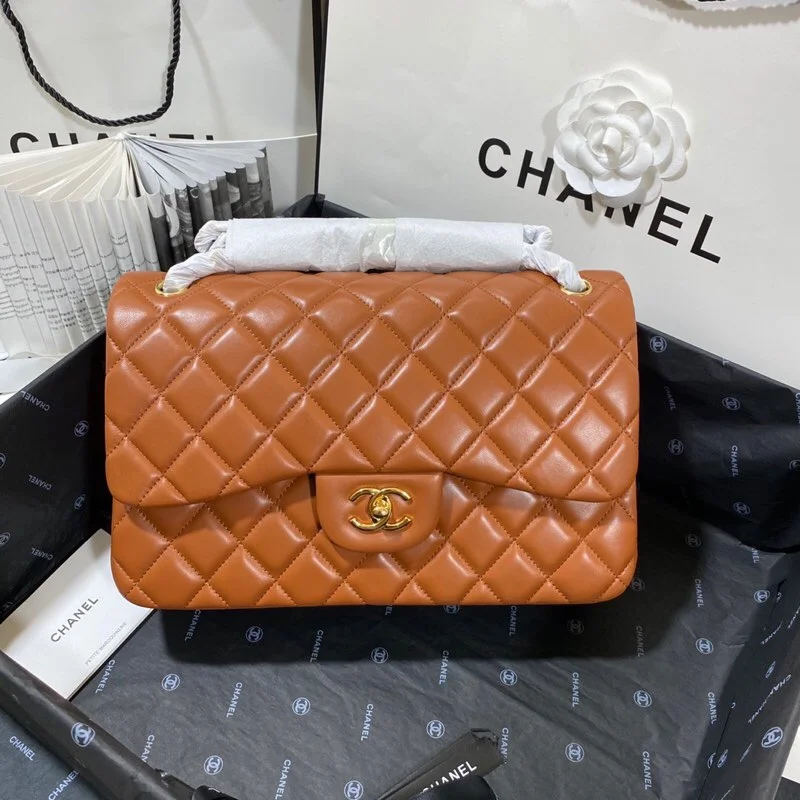 Chanel Large Classic Handbag Gold Hardware Brown For Women, Women&rsquo;s Handbags, Shoulder Bags 11.8in/30cm