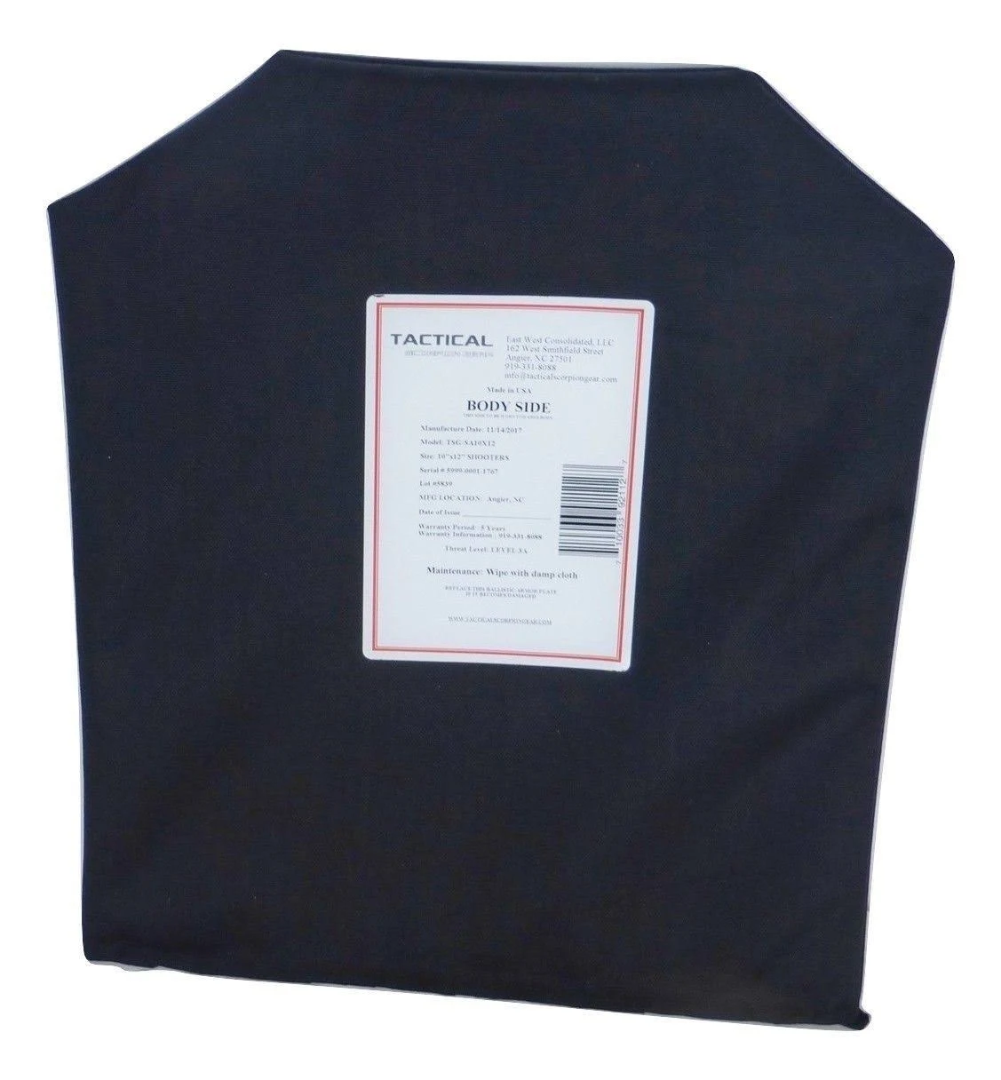 Tactical Scorpion Gear Waterproof Level IIIA 3A Soft Body Armor Plate Shooters 10x12