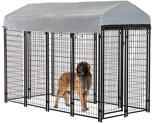 BestPet 8 x 4 x 6 Ft Dog Kennel Outdoor Dog Pen Playpen House Heavy Duty Dog Crate Metal Galvanized Welded Pet Animal Camping Cage Fence with
