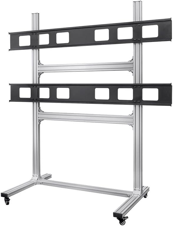 Monoprice 2x2 Video Wall Mount Bracket System Rolling Display Cart with Micro Adjustment Arms - for TVs 32in to 55in, Max Weight 100 Lbs Per Display