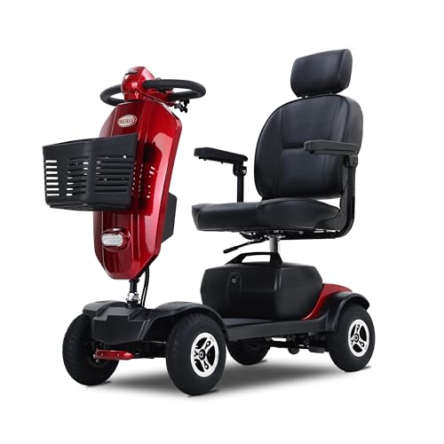 Outdoor Compact Mobility Scooter with Front & Back Light, Foldable Electric Powered Mobile Wheelchair for Seniors, Adults