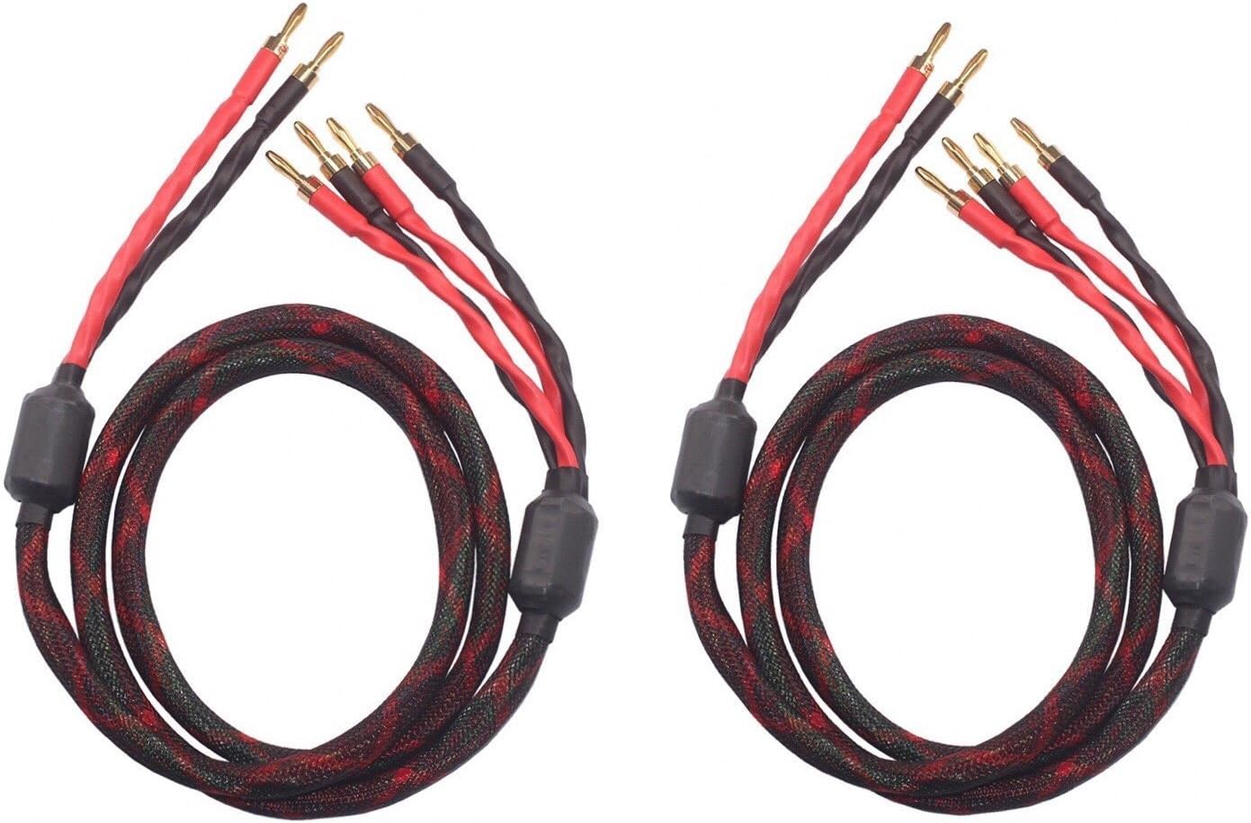 k4B-2B Bi-Wire Speaker Cable (2 Banana Plugs - 4 Banana Plugs), 1pair Set (Total 12banana Plugs), k4B-2B (3M(9.8ft))