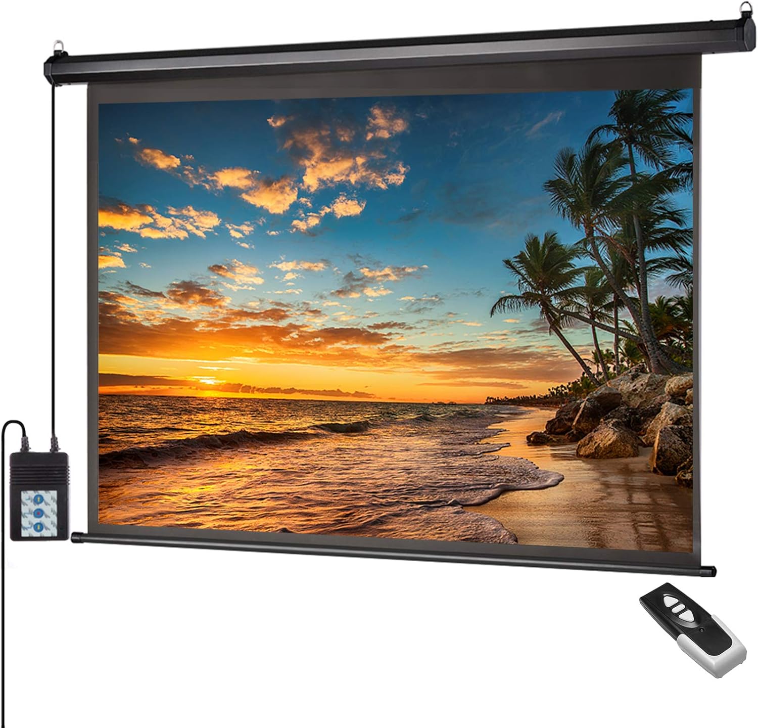 Auto Motorized Projector Screen 100 inch 16:9 HD Diagonal with Remote Control, Wall/Ceiling Mounted Electric Movie Screen Wrinkle-Free