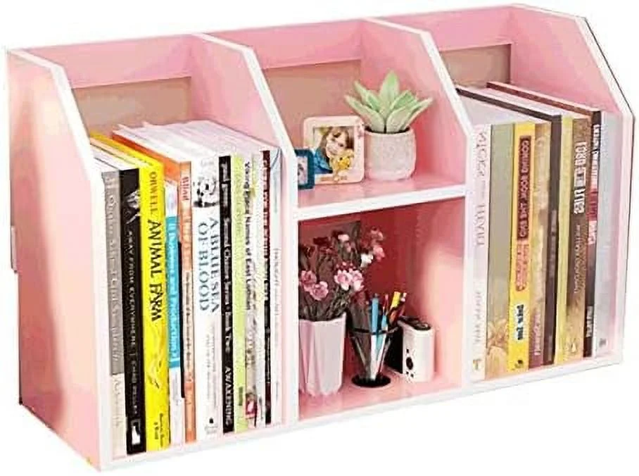 YPZBBOOM Fashion Bookshelf Wooden Bookshelf Office Desktop Bookcase Stationery Book  Bookshelves Simple Rack Bookcase for Cd/Movie/Books not Shaking