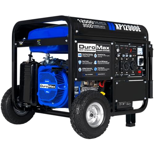 DuroMax XP12000EH 12,000-Watt Dual Fuel Portable Generator – Gas & Propane, Electric Start, Whole Home Backup Power, Transfer Switch Ready