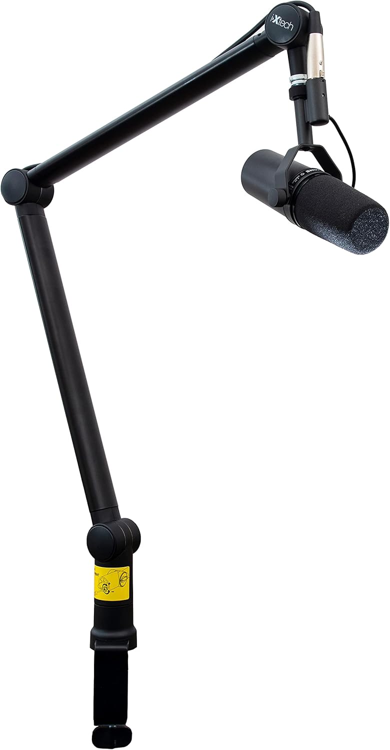 IXTECH Boom Arm - Adjustable 360° Rotatable Microphone Arm - Sturdy Stainless Steel Mic Arm Desk, Table Stand - Foldable Scissor Arm