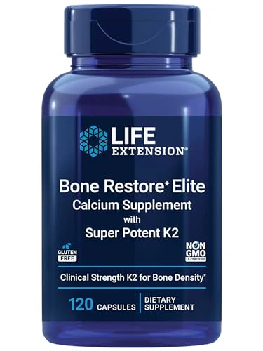 Life Extension Bone Restore Elite with Super Potent K2 - Clinically Studied Vitamin K2 & Calcium Promotes Healthy Bone Mineral Density