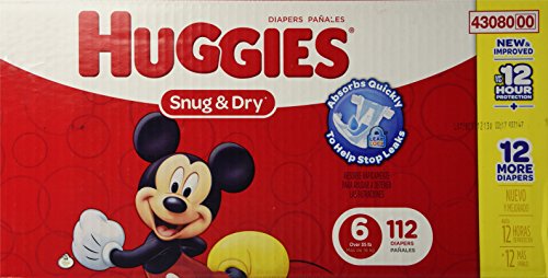Huggies Size 4 Diapers, Snug & Dry Baby Diapers, Size 4 (22-37 lbs), 180 Count (6 Packs of 30), Packaging May Vary