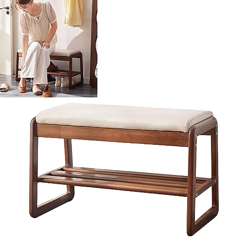 Shoe Rack for Closet Entryway Bench Shoe Storage Bench Ottoman with Storage and Seating for Living Room Bench for Bedroom End of Bed Wooden Shoe Rack