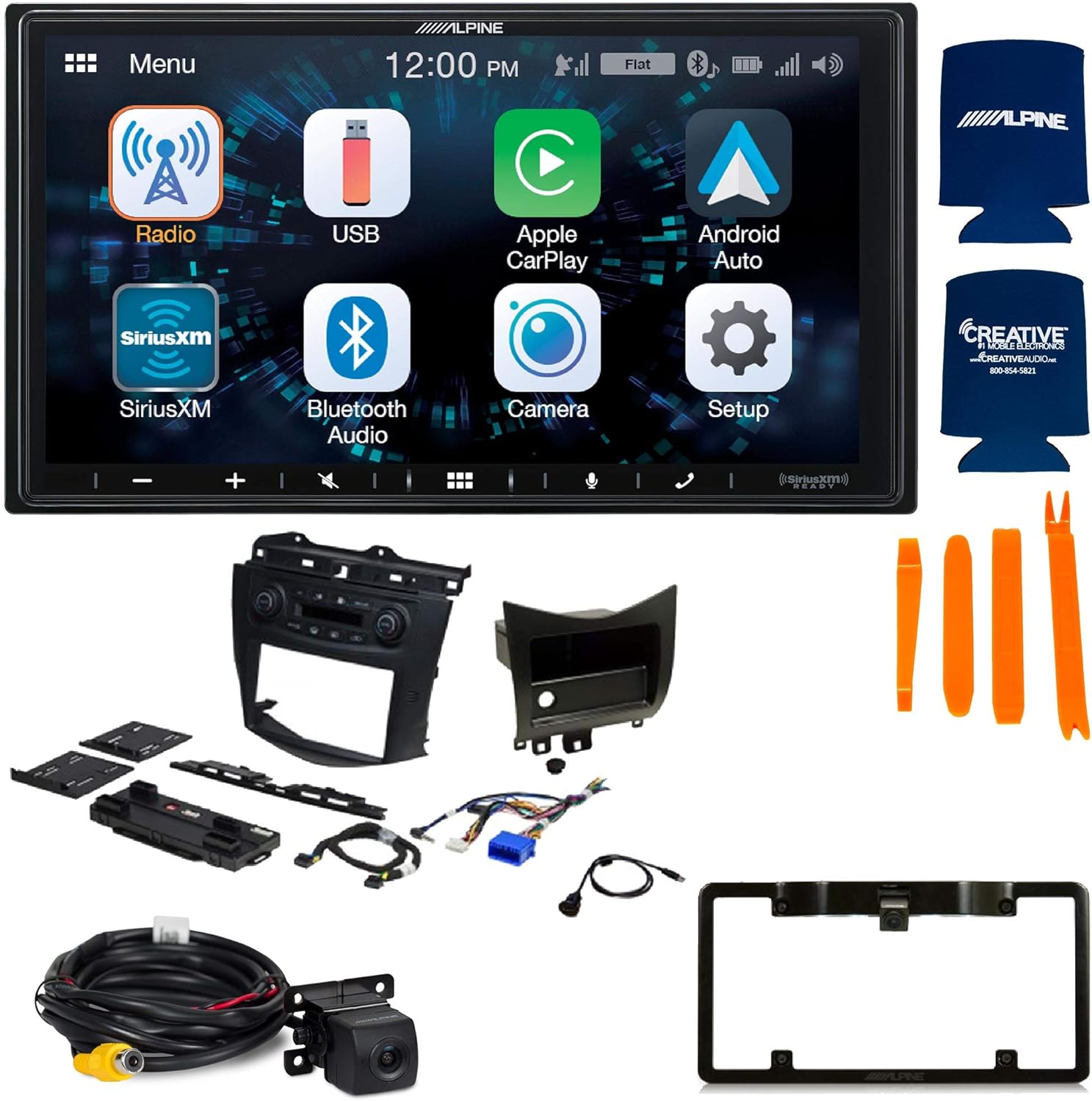 Alpine ILX-W650 7-Inch Receiver and PAC RPK4-HD1101 2003-07 Honda Accord Kit with Back up Camera and License Plate Frame