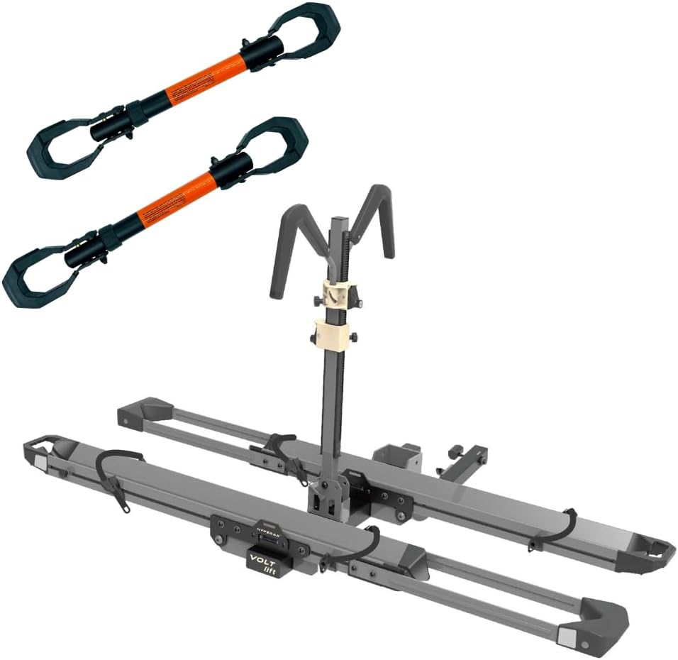 Hyperax Special Combo -Patented Lift Assisted Volt Lift with 2X E-Bike Adapter Up to 80lbs eBikes for RV, Camper, Motorhome Toad