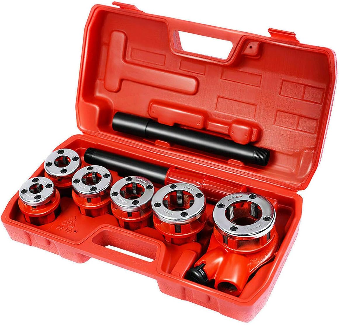 New Ratchet Ratcheting Pipe Threader Kit Set w/ 6 Dies and Storage Case Pack of 2