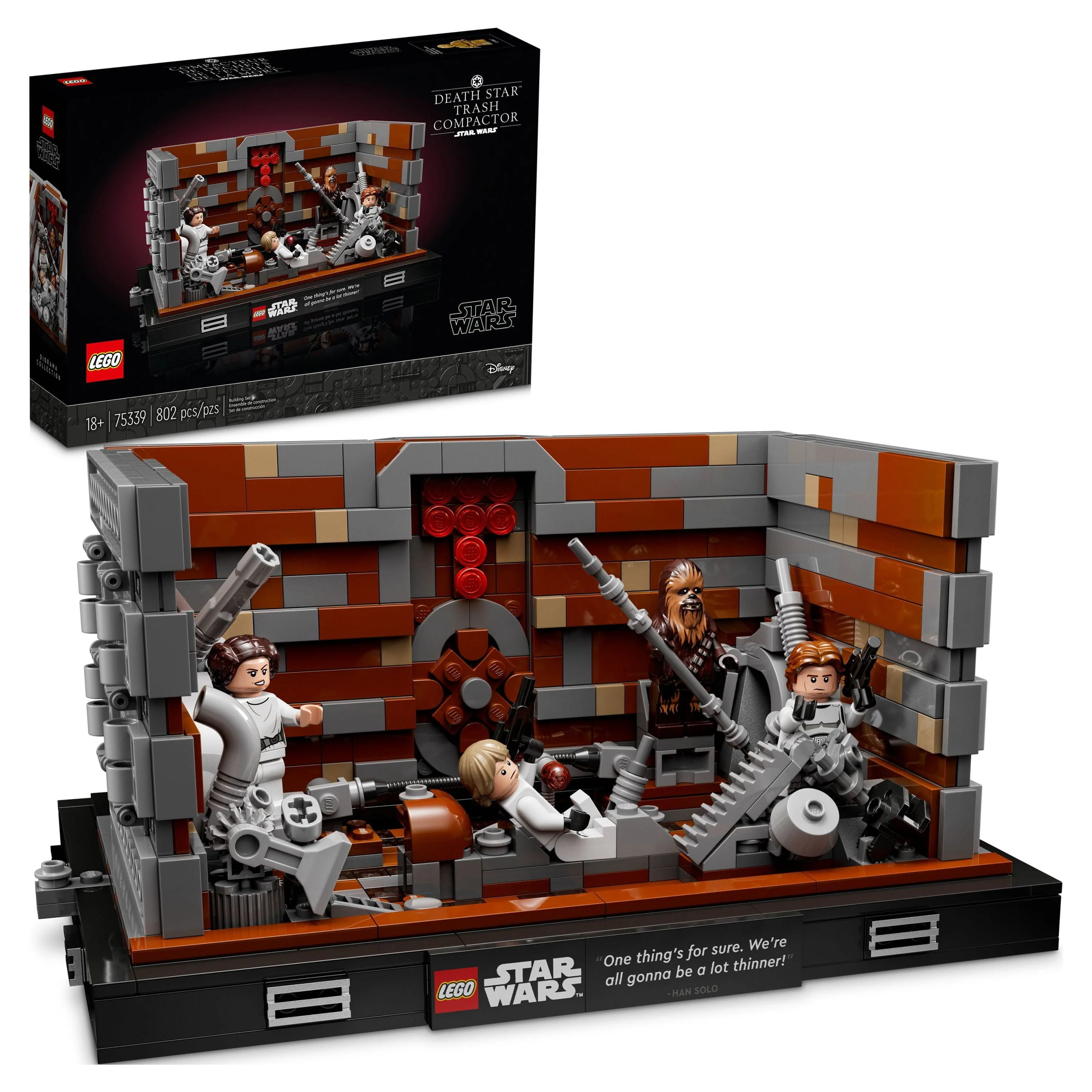 LEGO Star Wars Death Star Trash Compactor Diorama Series 75339 Adult Building Set with 6 Star Wars Figures including Princess Leia, Chewbacca & R2-D2