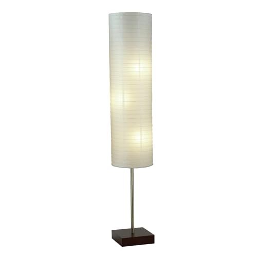 Adesso Home 4099-15 Transitional Three Light Floor Lamp from Gyoza Collection in Pwt, Nckl, B/S, Slvr. Finish, Walnut Rubber Wood/Brushed Steel
