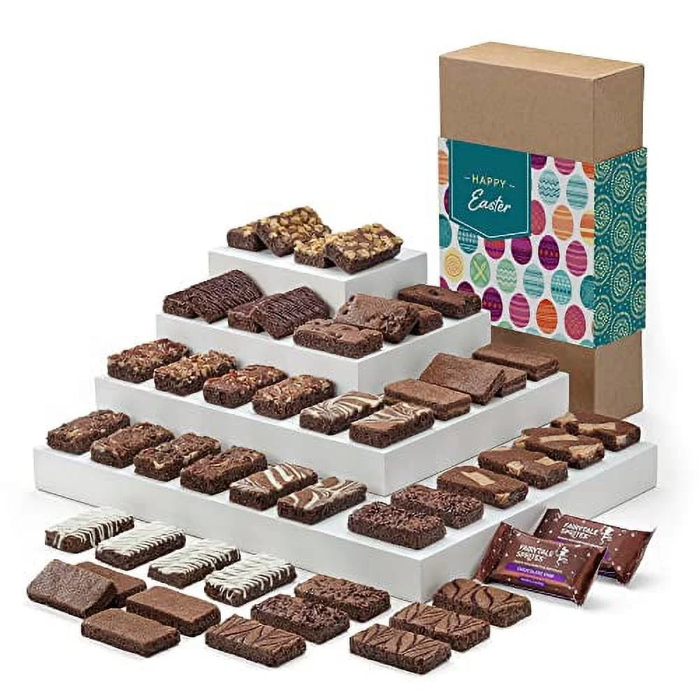 Easter Sprite Individually Wrapped Gourmet Chocolate Food Gift Basket - 3 Inch X 1.5 Inch Snack-Size Brownies - Pieces - Item LE2