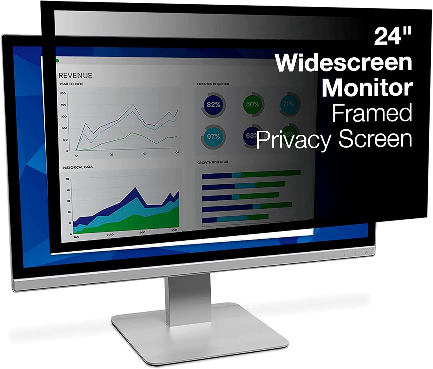 3M Privacy Filter for 27 Inch Widescreen Monitor, Reversable Gloss/Matte, Reduces Blue Light, Screen Protection, 16:9 Aspect Ratio (PF270W9B)