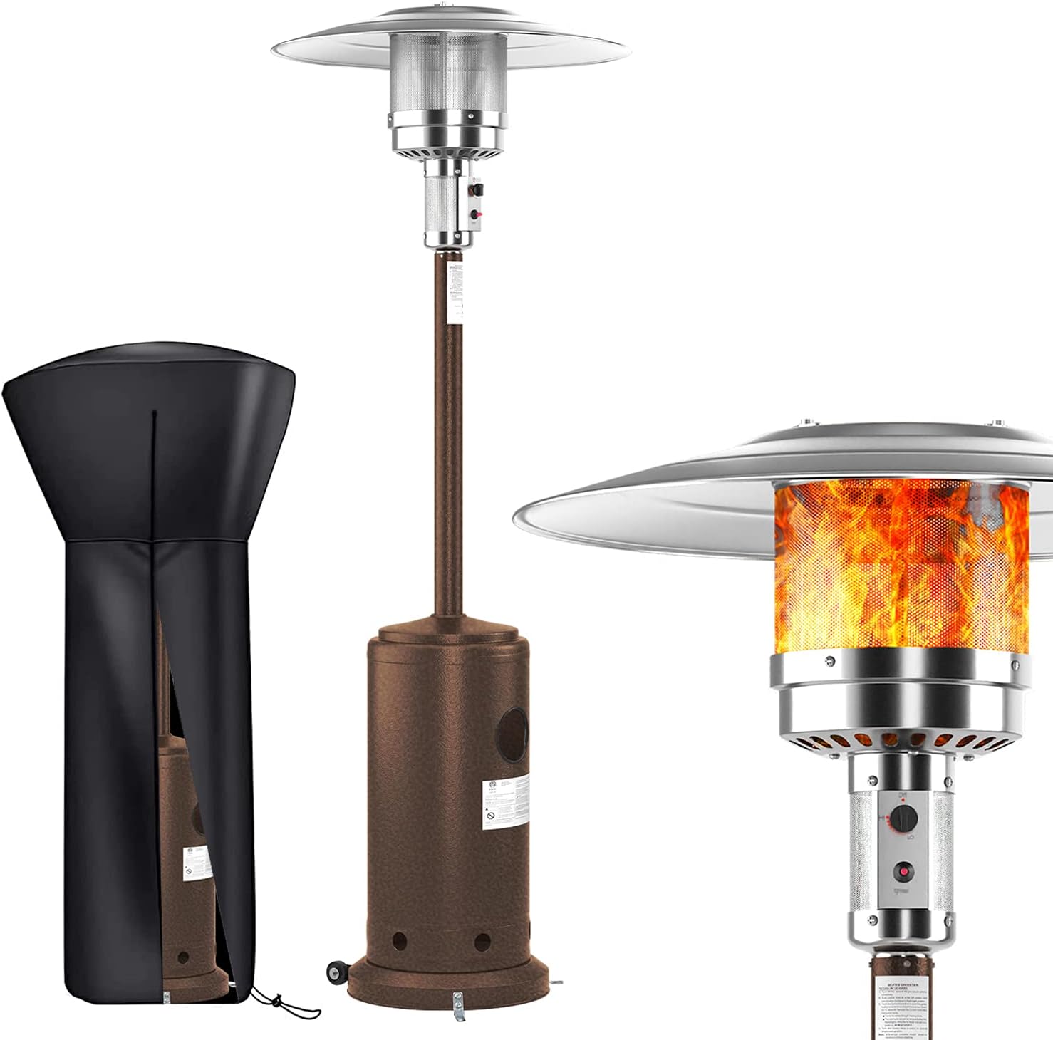 Patio Heater Propane with Cover - Outdoor Heaters For Patio Propane Heater Floor Standing with Wheels