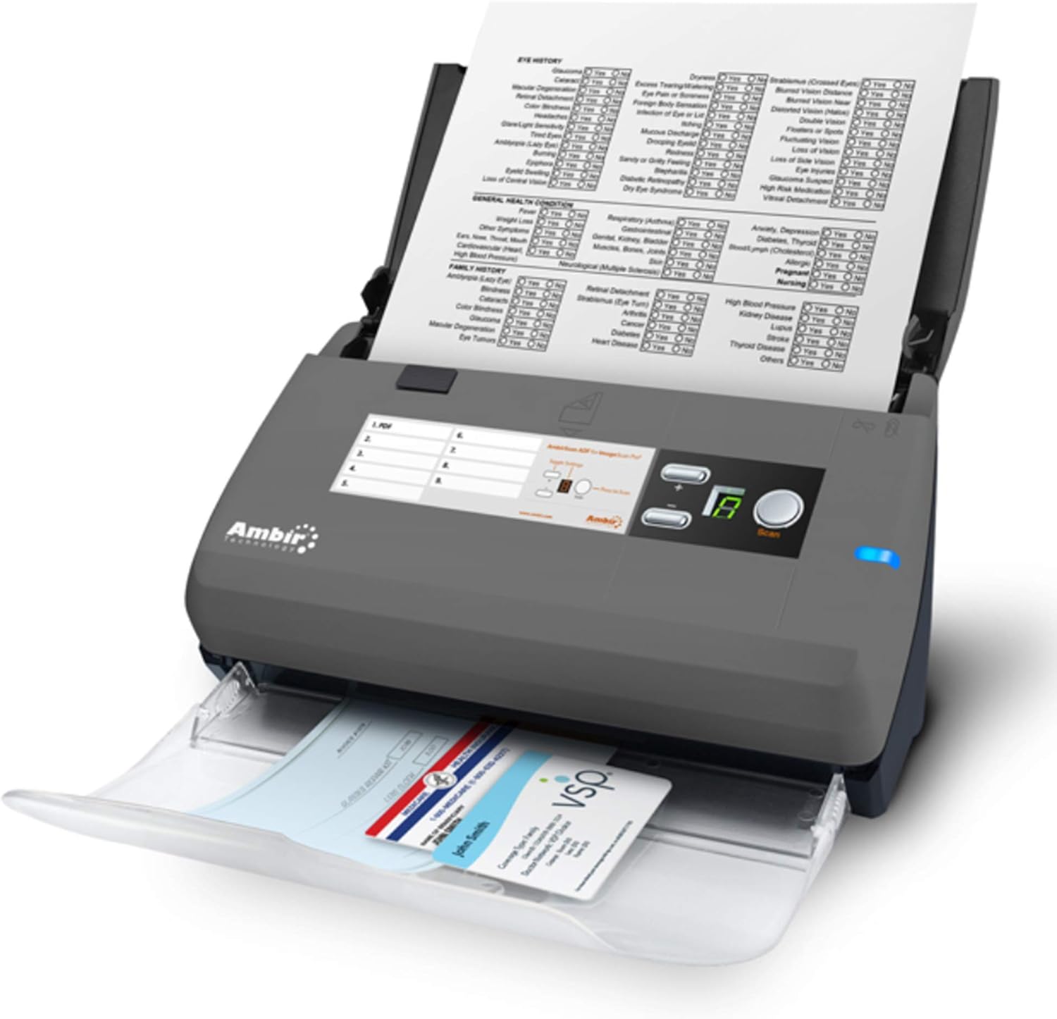 Ambir ImageScan Pro 820ix 20ppm High-Speed ADF Scanner for Windows PC and Mac