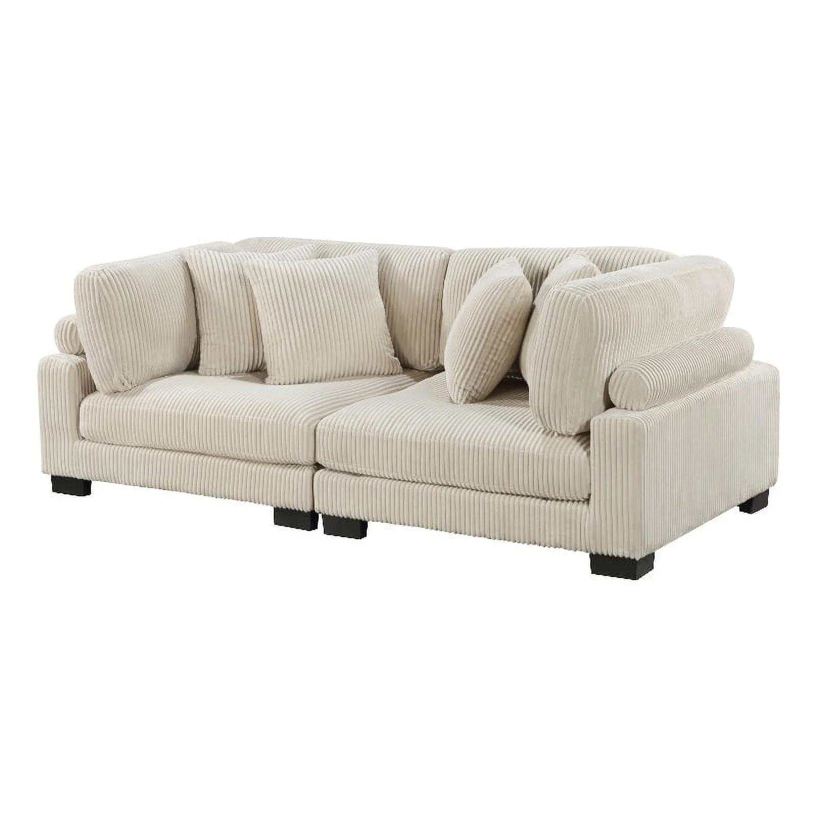 Lexicon Traverse Upholstered Corduroy Fabric Loveseat in Beige