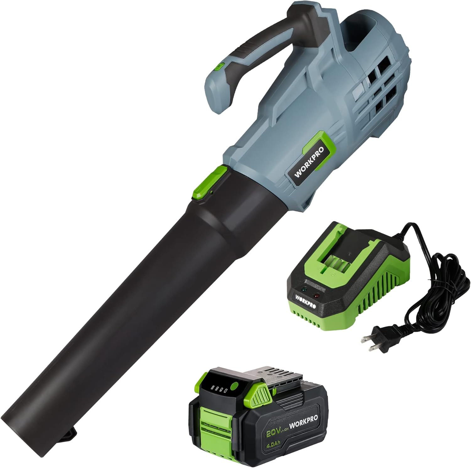WORKPRO 20V Cordless Leaf Blower with 5 Adjustable Speeds, 350 CFM Powered Blower Sweeper for Lawn Care Snow Blowing Yard Cleaning