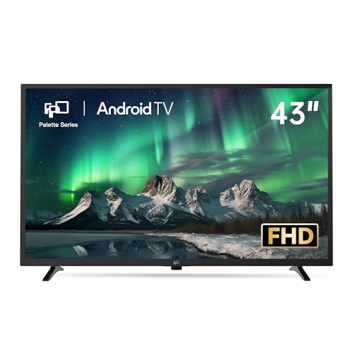 FPD 43 Inch Smart TV Flat Screen Frame LED Television Full HD 1080p Google Cast Built in, Streaming Live Ultra Thin HDR10 Android TV, Bluetooth, Vesa