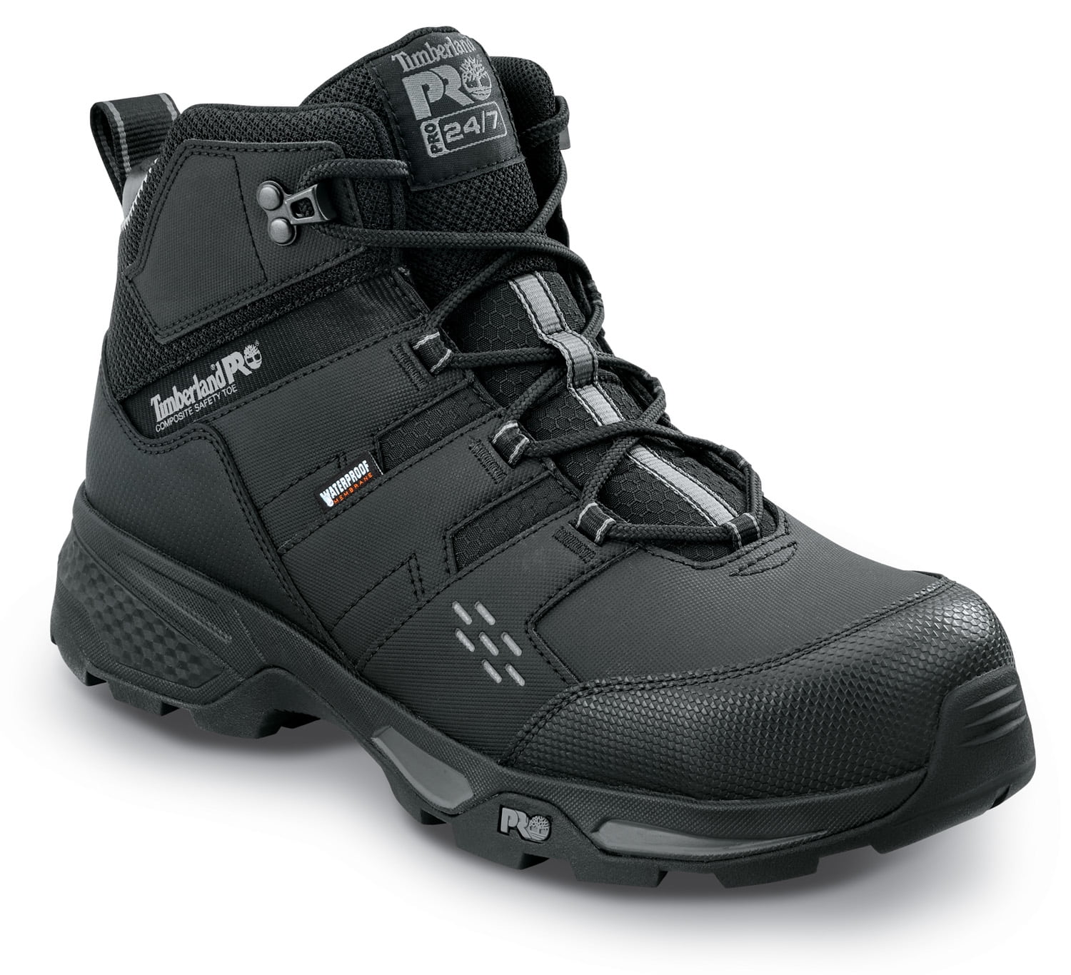Timberland PRO  Switchback LT, Men's, Black/Grey, Comp Toe, EH, WP, Hiker Work Boot (7.0 M) - Curated Treasures Market
