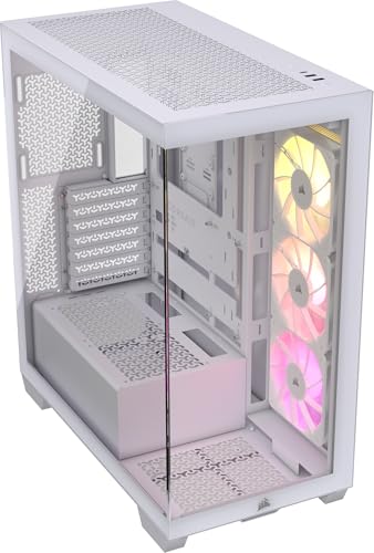 CORSAIR 3500X ARGB Mid-Tower ATX PC Case – Panoramic Tempered Glass – Reverse Connection Motherboard Compatible – 3X CORSAIR RS120 ARGB Fans Included