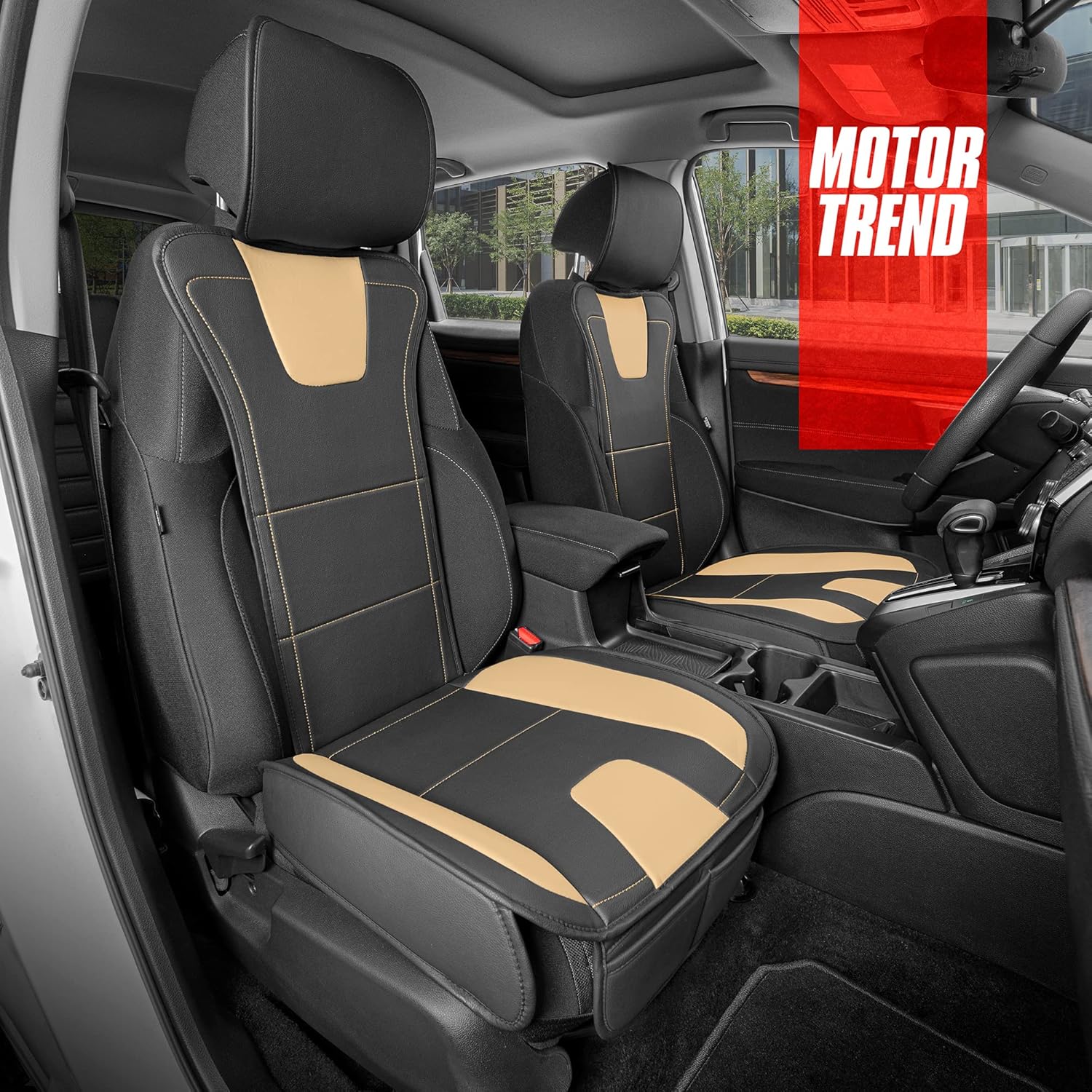 Motor Trend DuraLuxe Faux Solid Gray Leather Car Seat Cover, 1 Piece &ndash; Premium Car Seat Cushion for Front Seat