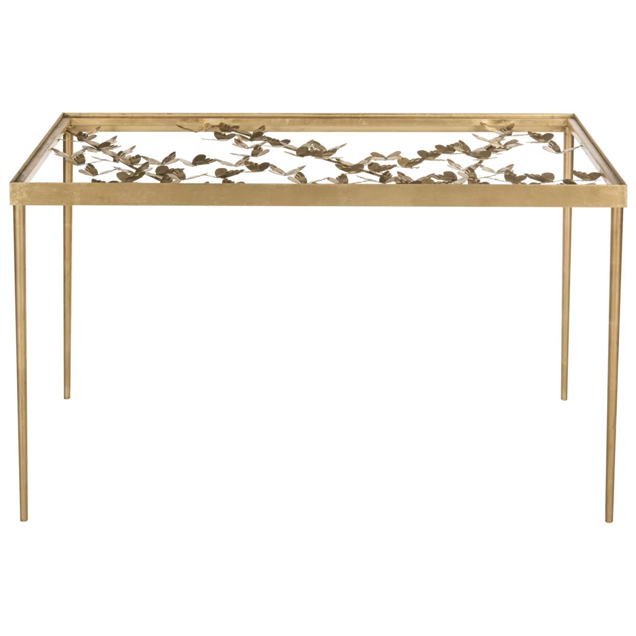 SAFAVIEH Rosalia 29.5 in. H Butterfly Glass Top Desk, Gold/Clear