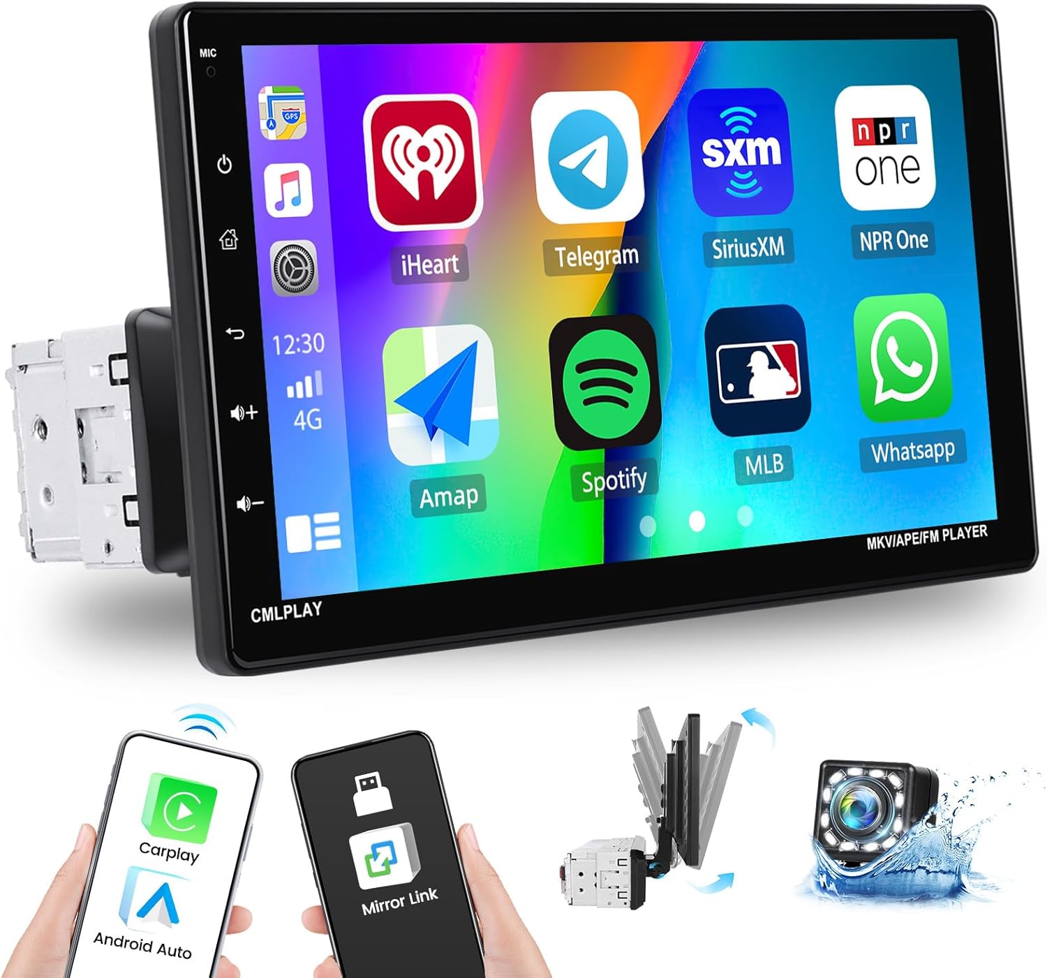 Single Din Car Stereo with Wireless Apple Carplay&Android Auto