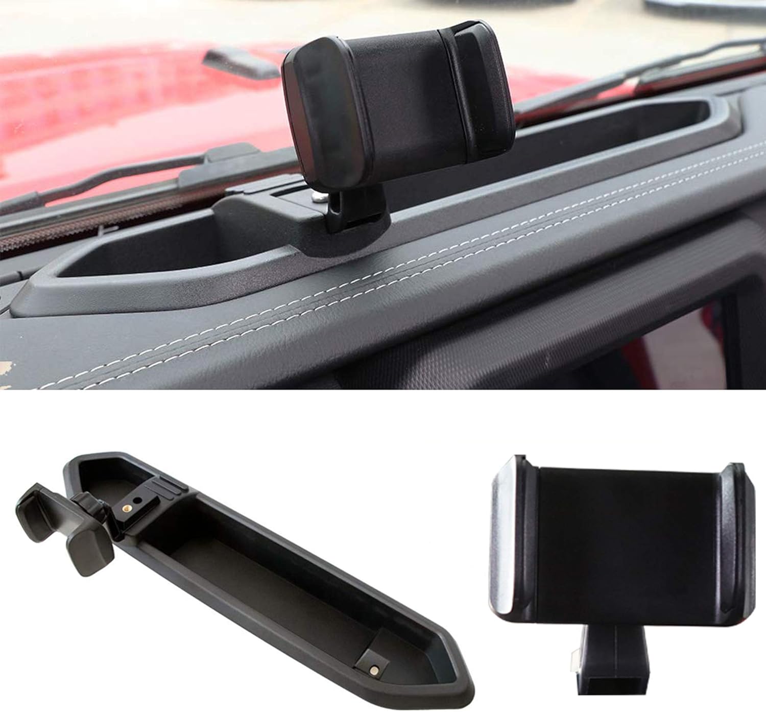 Bestaoo Car Mount Phone Holder with Storage Box, Dash Tray Multi-Mount Phone Stand for Jeep Wrangler JL JLU Gladiator 2018-2021