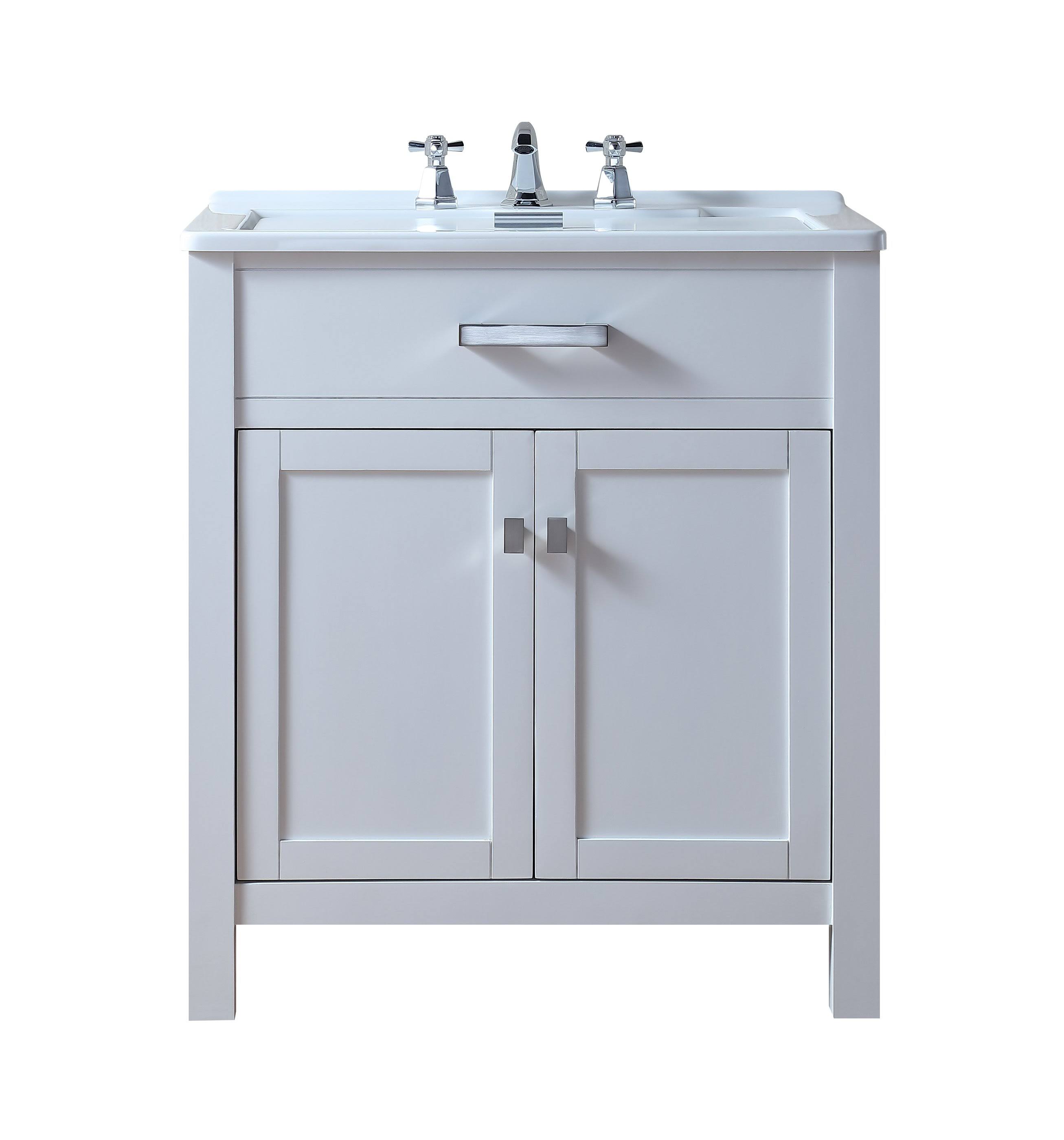 Stufurhome 30x22 Radiant White Laundry Sink Cabinet