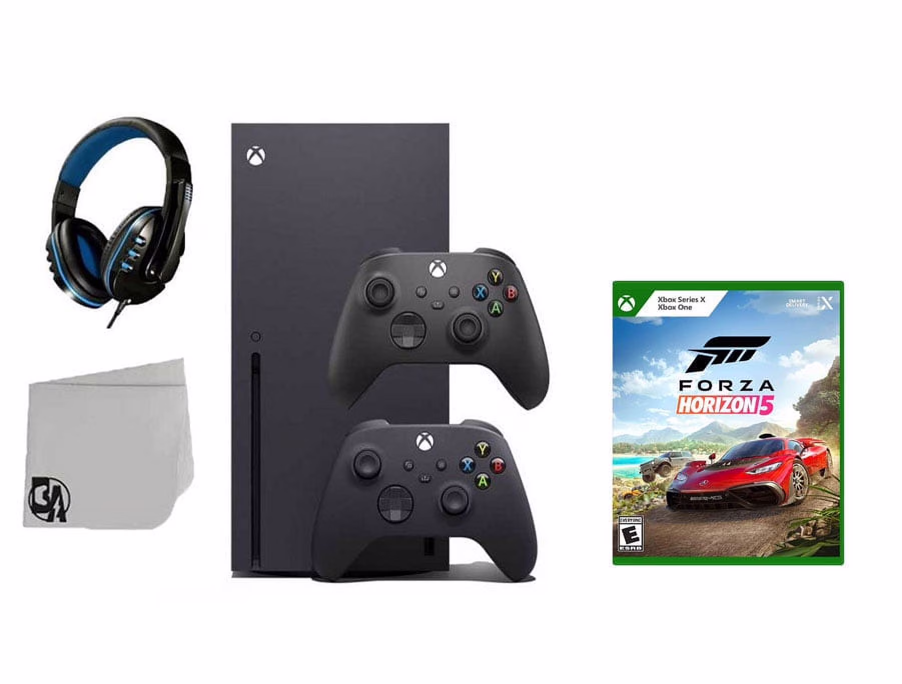 Pre-Owned Xbox Series X Video Game Console Black with Forza Horizon 5 BOLT AXTION Bundle with 2 Controller Used