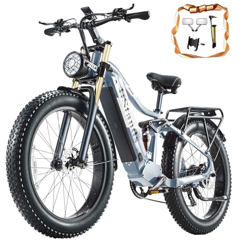 Electric Bike for Adult 48V 30AH 1000W Ebike Removable Battery 26" Fat Tire up to 30MPH&118 Miles Long Range Full Suspension Electric Bicycle with
