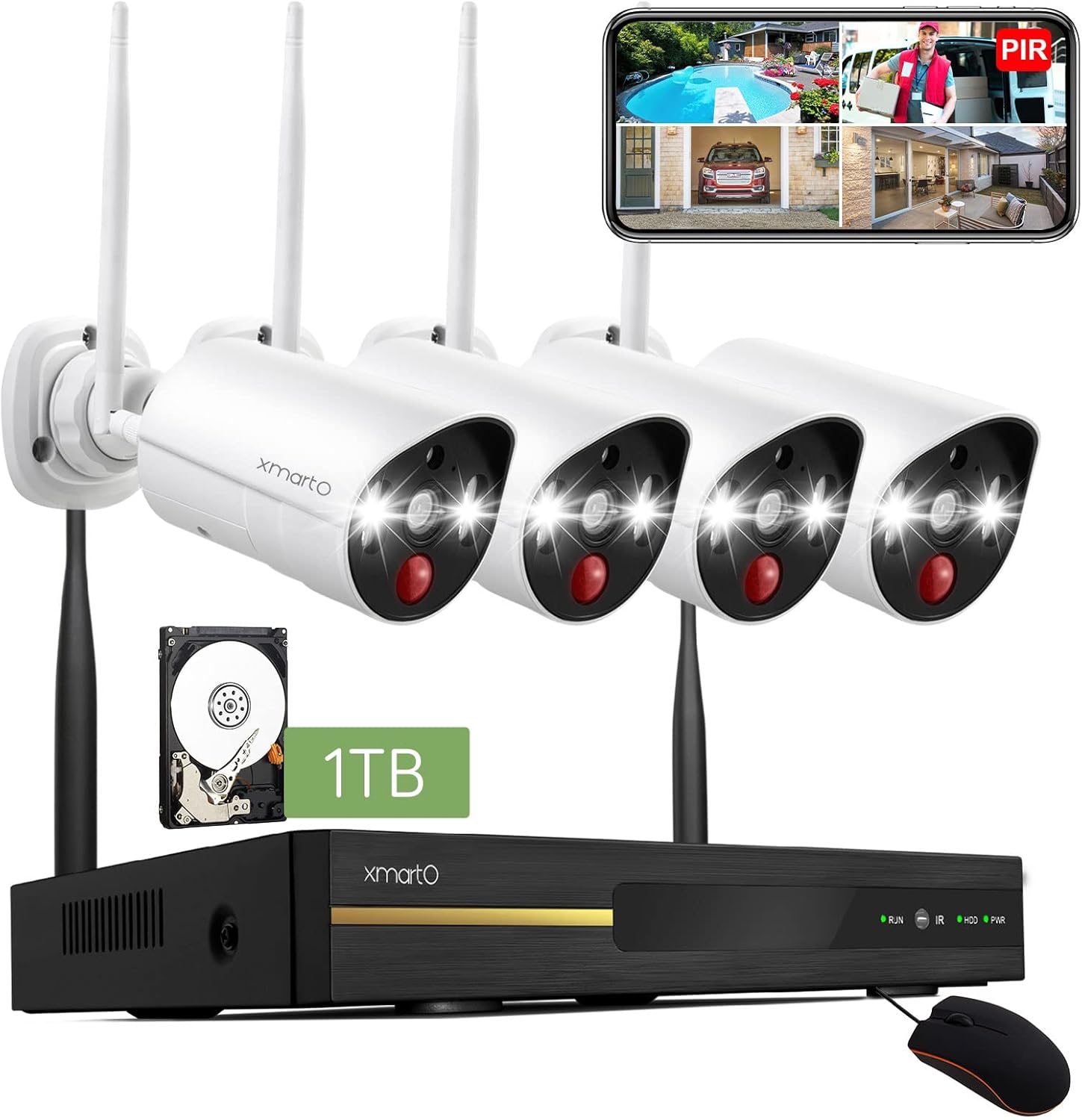 [Thermal True Detection] XMARTO Prime 8CH 2K HD Wireless Security Camera System 24/7 w. Human/pet/Vehicle Detect,Color Night Vision