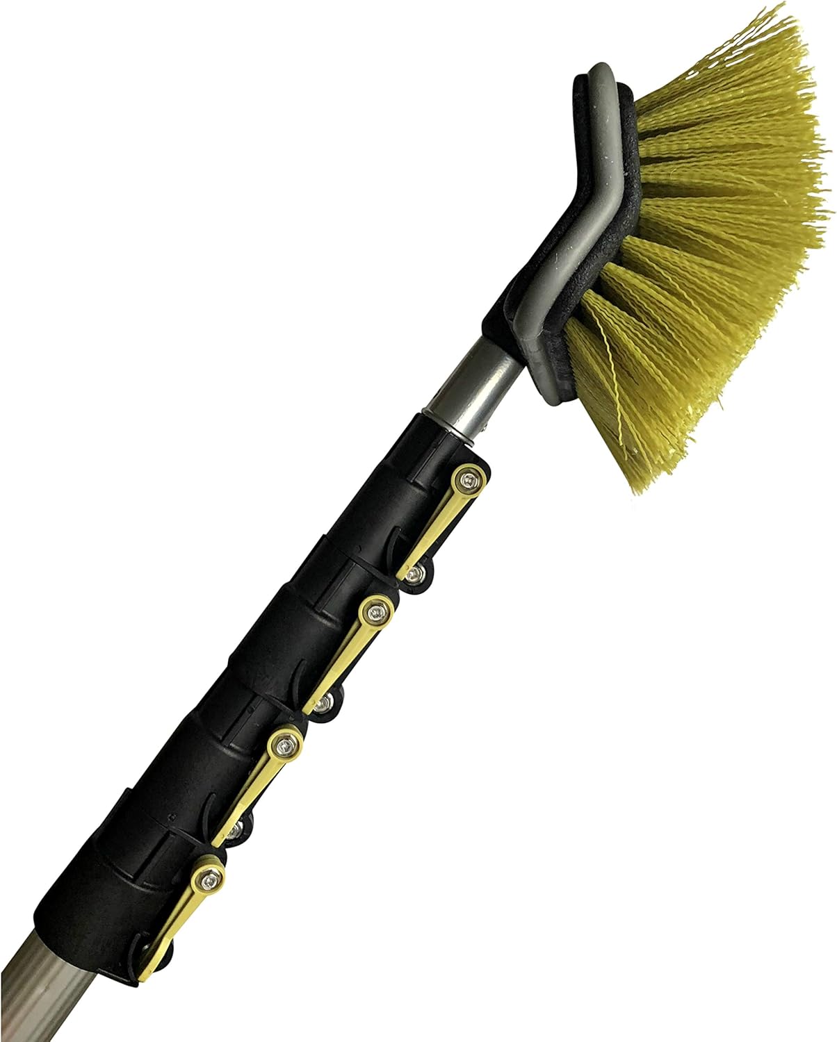DocaPole 7-30 Foot Hard Bristle Brush Extension Pole |11” Scrub Brush with Telescopic Pole | Long Handle Cleaning Brush and Deck Brush for House