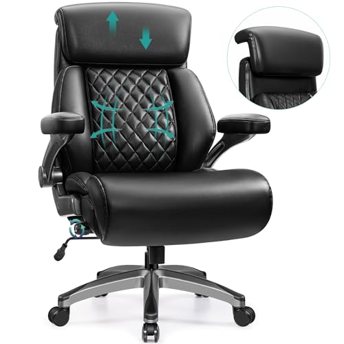 Big and Tall 500lbs Office Chair,Heavy Duty Large PU Leather Executive Desk Chair with Wide Seat