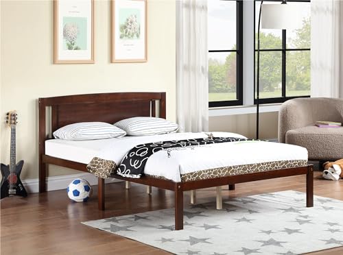 Solid Pine Wood Platform Bed Frame with Headboard | Traditional Design with Modern Finish | Noise-Free Construction | Under-Bed Storage | Easy