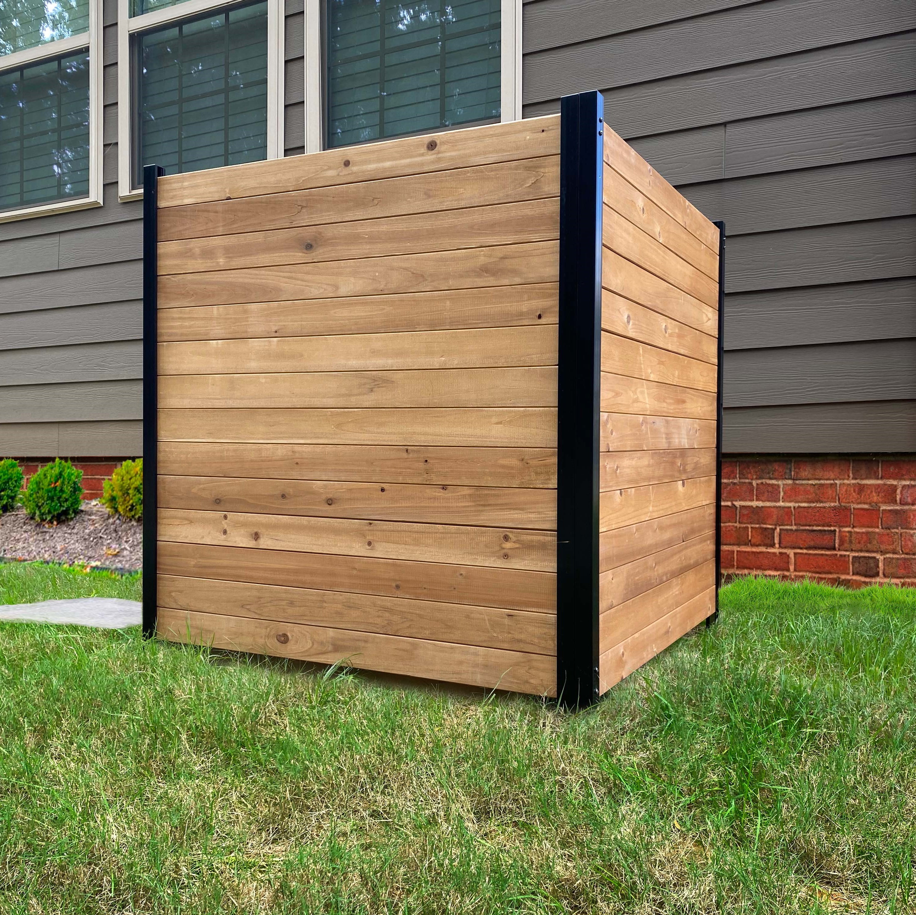 Enclo Richmond Outdoor No Dig Wood Privacy Screen Enclosure for Garbage Bins and Air Conditioners (42in H x 38in W - 2 Panels) - Radiant Selections