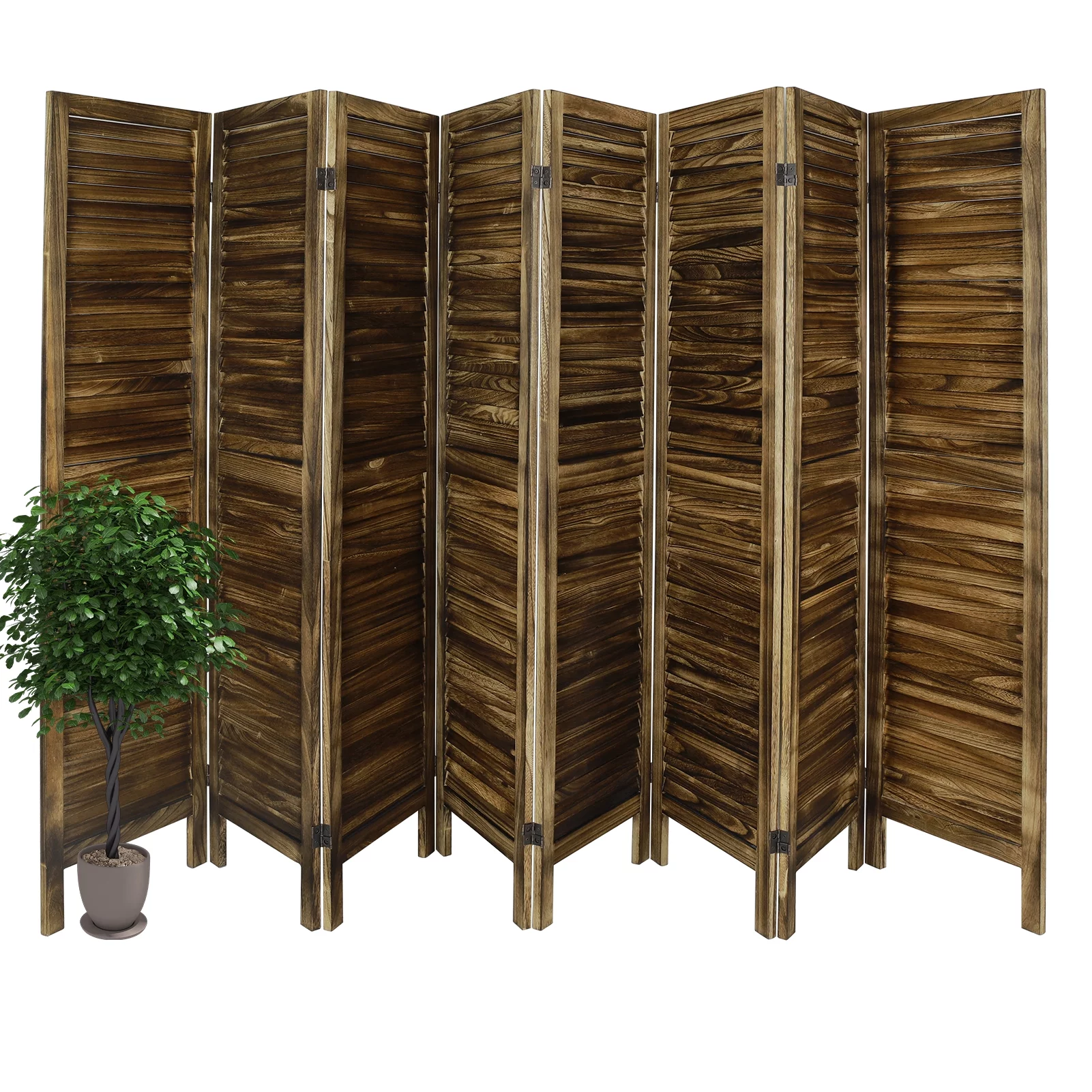 Hofitlead 8 Panel Room Divider, Folding Room Divider Privacy Screen 5.6Ft Tall, for Home Office Bedroom,Brown